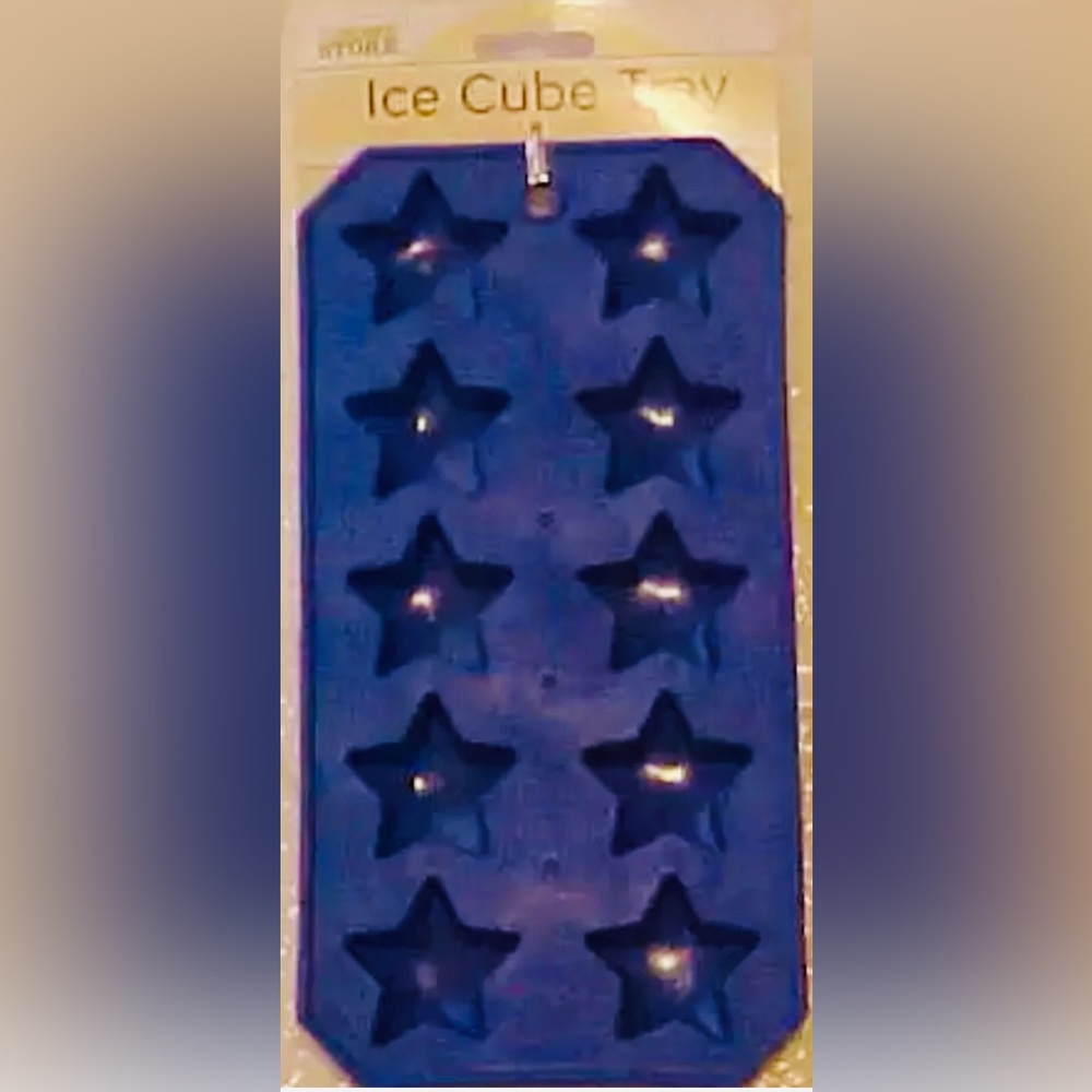 4th Of July Patriotic Ice Cube Tray Makes Star Shaped Cubes Blue Silicone New